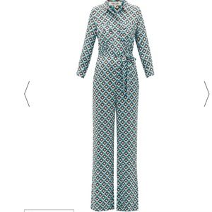 Sandy diamond-print crepe de Chine jumpsuit